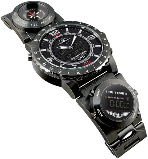 [RX1-13-14809] Scheyden True Aviator Steam Gauge Black Stainless