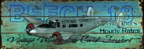 [RX1-13-17258] Beech 18 Wood Sign 11X32