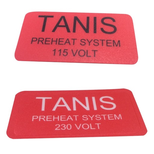 [RX1-05-14873] Tanis Placard For Tanis 230 Volt Systems TaU02615-2