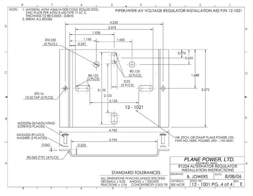 [RX1-07-03532] 12-1021S Plane-Power Adapter Plate