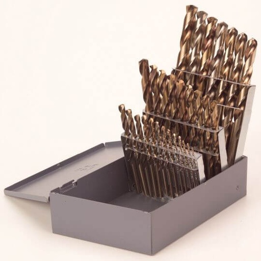 [RX1-12-05111] Drill Bit Set 1/16-1/2 Fraction Cobalt 29Pc USA