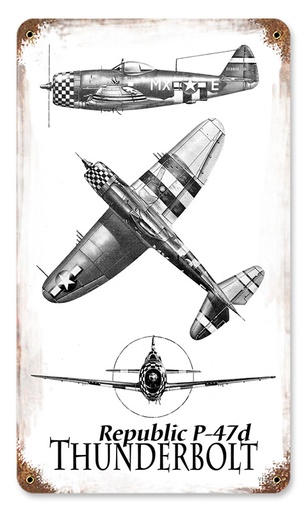 [RX1-13-08463] P-47 Three View Metal Sign 8X14
