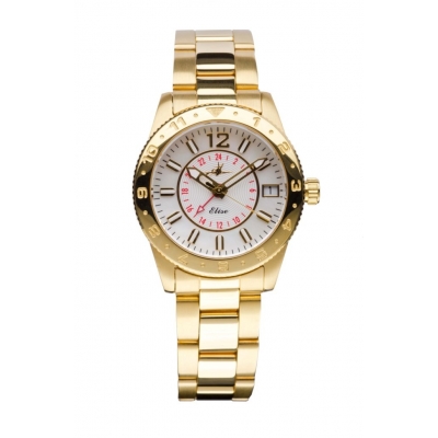 [RX1-13-11399] Abingdon Women Elise Gold Tri-Time Travel Bracelet Watch
