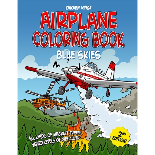 [RX1-13-25855] Chicken Wings Airplane Coloring Book Blue Skies - 2nd Edition