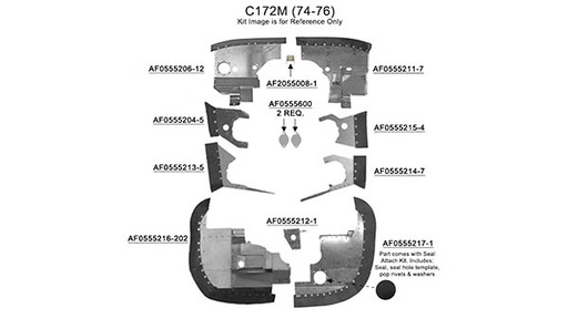 [RX1-05-30394] Airforms Baffle Engine Kit Powder Coat Cowl Saver Seal C172M-7476PCCS