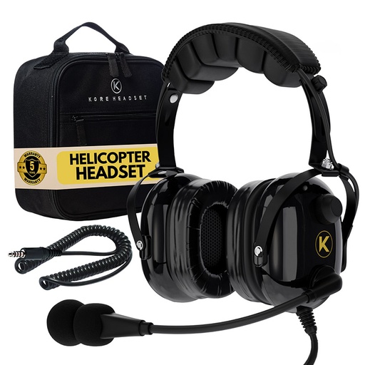 [RX1-12-06593] Kore Aviation H1 Helicopter Pilot Headset (Mono) With Headset Bag