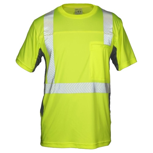 [RX1-13-26002] Kishigo Premium Black Mens Cool Touch Short Sleeve T-Shirt L Lime/Black Class 2