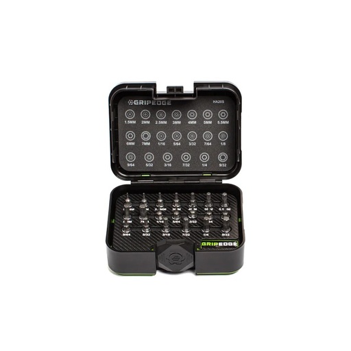[RX1-12-06601] Grip Edge Tools - 20-Pc 1/4Dr Short RPT Hex Driver Set