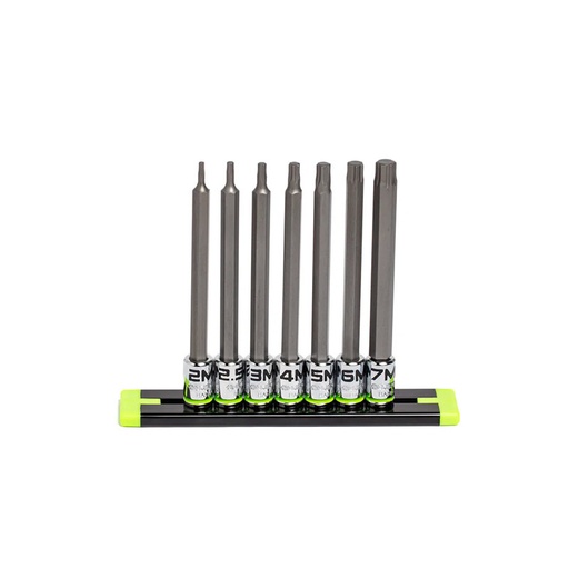 [RX1-12-06604] Grip Edge Tools - 7-Pc 1/4 Drive Long Metric Hex Driver Set
