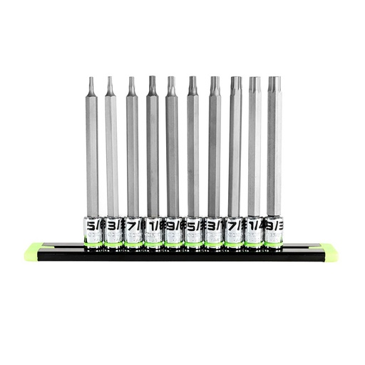 [RX1-12-06605] Grip Edge Tools - 10-Pc 1/4 Drive Long SAE Hex Driver Set