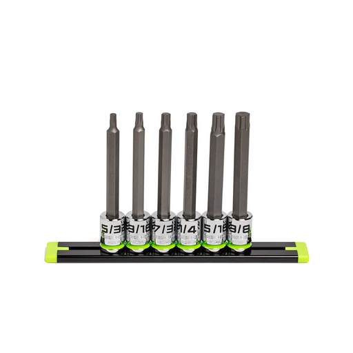 [RX1-12-06610] Grip Edge Tools - 6-Pc 3/8 Drive Long SAE Hex Driver Set