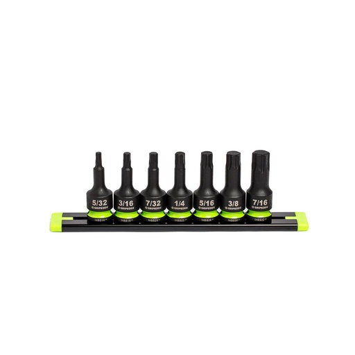 [RX1-12-06614] Grip Edge Tools - 7-Pc 3/8 Drive Short SAE Impact Hex Driver Set