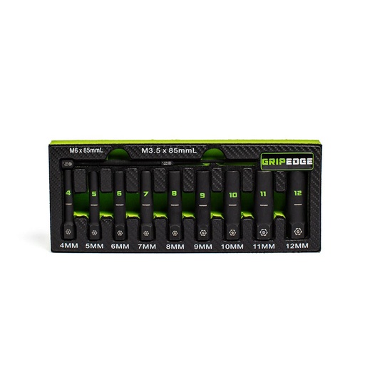 [RX1-12-06632] Grip Edge Tools - 9-Pc 1/4 Drive Metric Deep Socket Extractor Set