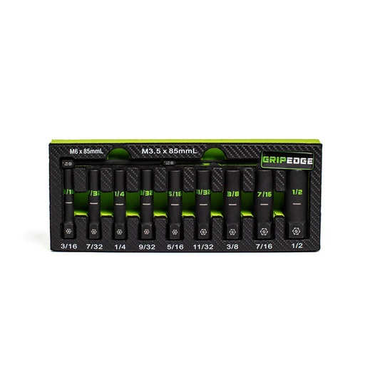 [RX1-12-06633] Grip Edge Tools - 9-Pc 1/4 Drive SAE Deep Socket Extractor Set