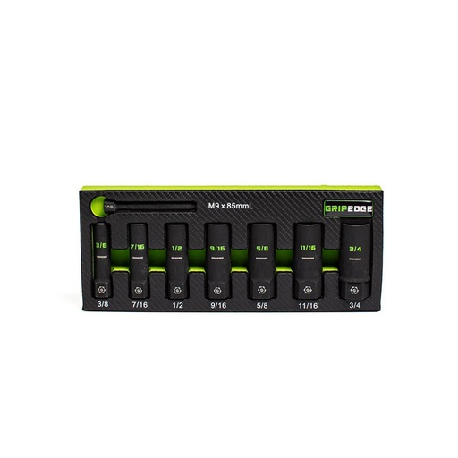 [RX1-12-06637] Grip Edge Tools - 7-Pc 3/8 Drive SAE Deep Socket Extractor Set
