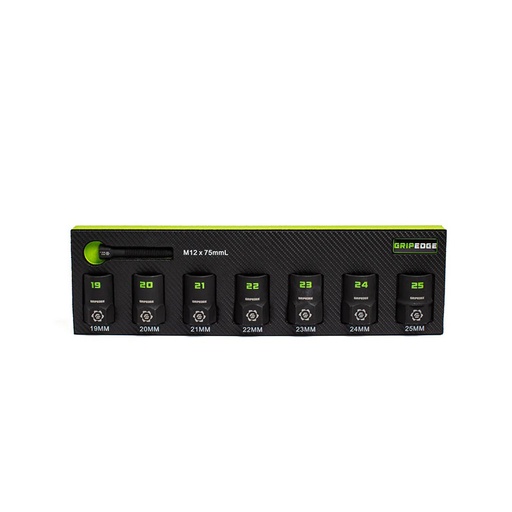 [RX1-12-06638] Grip Edge Tools - 7-Pc 1/2 Drive Metric Socket Extractor Set