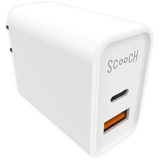 [RX1-13-26021] Scooch - 20W Charger Block - Dual USB A and C - White