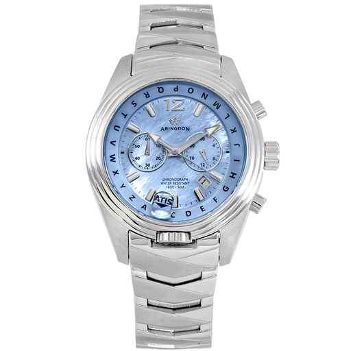 [RX1-13-26034] ABINGDON WOMEN KATHERINE PEARL WHITE CHRONO ATIS STRAP PILOT WATCH