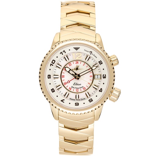 [RX1-13-26035] ABINGDON WOMEN ELISE ROSY TRI-TIME TRAVEL BRACELET WATCH