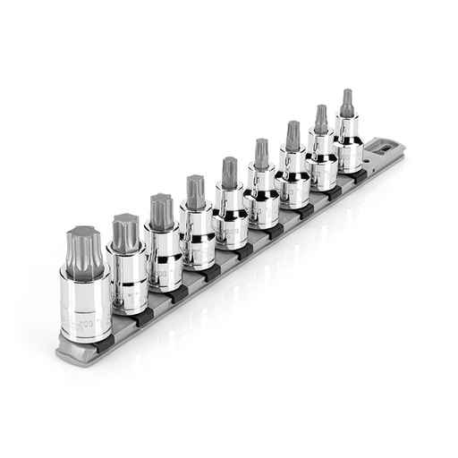 [RX1-12-06745] TEKTON - 1/2 Inch Drive Torx Bit Socket Set With Rail 9-Piece (T30-T80) SHB92107