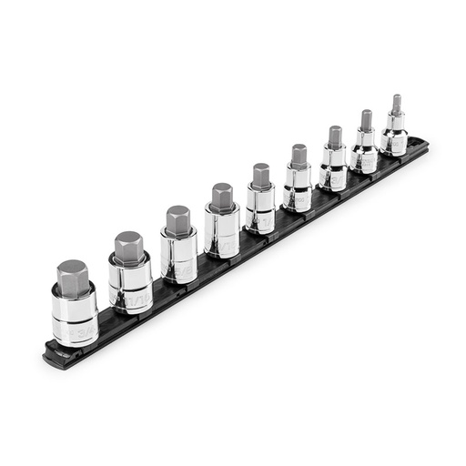 [RX1-12-06746] TEKTON - 1/2 Inch Drive Hex Bit Socket Set With Rail 9-Piece (1/4-3/4 In.) SHB92109