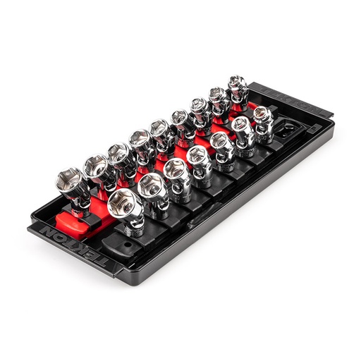 [RX1-12-06749] TEKTON - 1/4 Inch Drive 6-Point Universal Joint Socket Set With Rail 7 Piece (1/4-9/16 In.) SHD90109