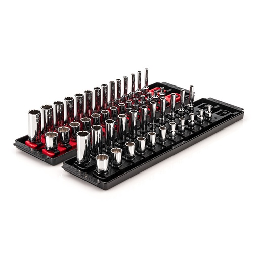 [RX1-12-06754] TEKTON - 1/4 Inch Drive 12-Point Socket Set With Rails And Tray 28-Piece (4-15 Mm) SHD90214