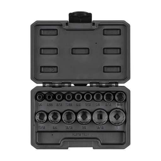 [RX1-12-06769] TEKTON - 3/8 Inch Drive 12-Point Impact Socket Set With Case 15-Piece (1/4-1 In.) SID91304