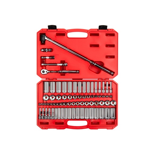 [RX1-12-06777] TEKTON - 3/8 Inch Drive 6-Point Socket And Ratchet Set With Case 73-Piece (1/4-1 In. 6-24 Mm) SKT15311