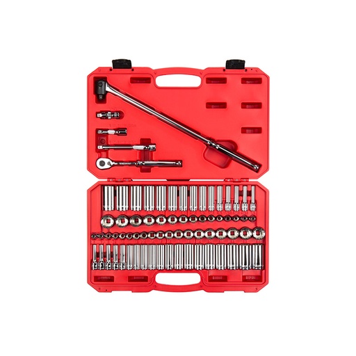 [RX1-12-06778] TEKTON - 3/8 Inch Drive 12-Point Socket And Ratchet Set With Case 73-Piece (1/4-1 In. 6-24 Mm) SKT15312
