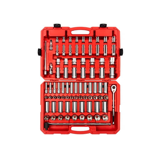 [RX1-12-06781] TEKTON - 1/2 Inch Drive 12-Point Socket And Ratchet Set With Case 83-Piece (3/8 - 1-5/16 In. 10-32 Mm) SKT25316