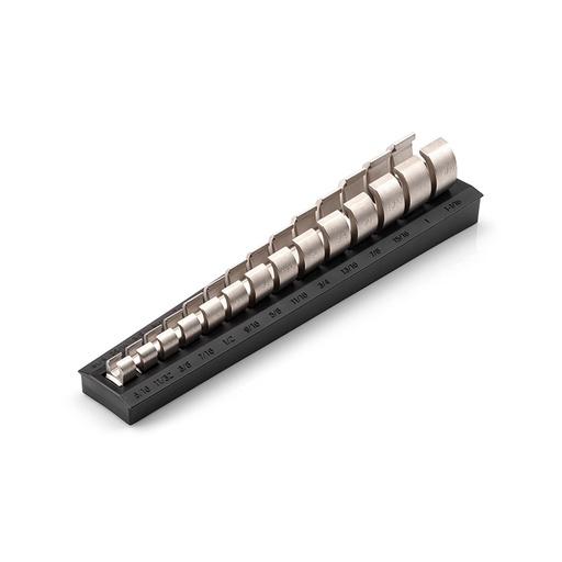 [RX1-12-06814] TEKTON - 3/8 Inch Drive 6-Point Flare Nut Crowfoot Wrench Set With Rack 18-Piece (8-27 Mm) WCF92220