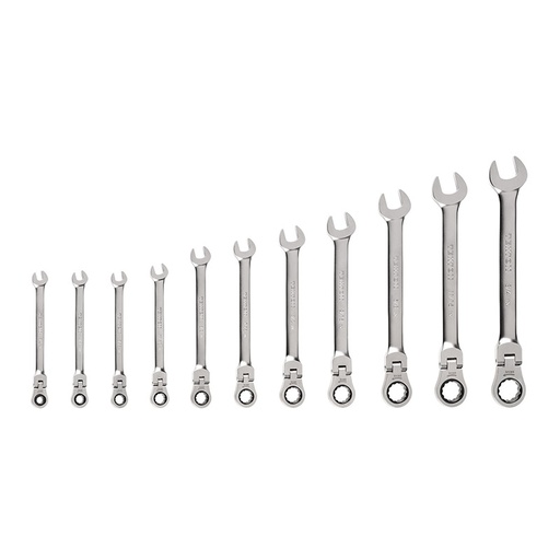 [RX1-12-06823] TEKTON - Flex Head 12-Point Ratcheting Combination Wrench Set With Pouch 19-Piece (6-24 Mm) WRC95403