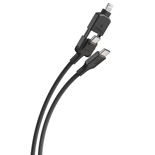 [RX1-13-26347] Scosche Strikeline 2-In-1 USB-C To USB-C/Lightning Black 4Ft Cable