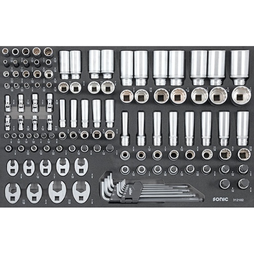 [RX1-12-06859] Sonic Tools - SAE Socket Set 1/4" 3/8" And 1/2" 121Pcs. M SFS