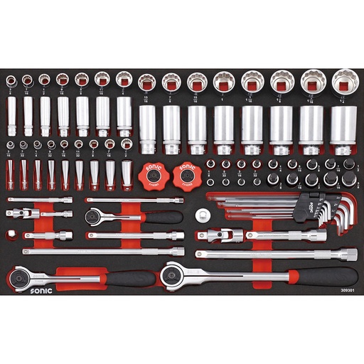 [RX1-12-06860] Sonic Tools - SAE Socket Set 1/4" 3/8" And 1/2" 93Pcs. M SFS
