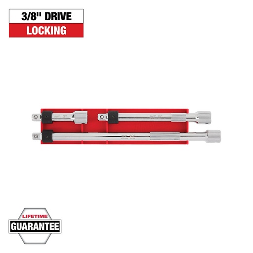 [RX1-12-06875] Milwaukee 3/8 Drive Locking Extension Set 3 Piece (3 6 10 Inch)