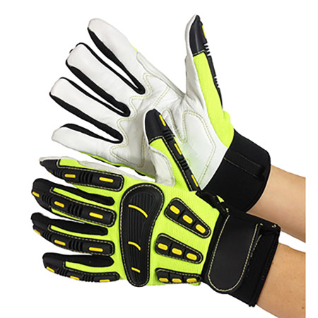 [RX1-01-01760] Worx Flourscent Yellow Goat Skin Mechanics Glove Large