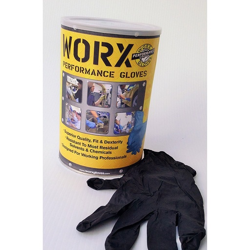 [RX1-01-01788] Worx Knight Series Disposable Black Nitrile Gloves 5 Mil Thick 9 Powder Free 100 Medium
