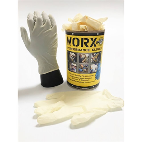 [RX1-01-01797] Worx Shop Series Disposable Latex Gloves 5 Mil Thick Standard Duty. Powder Free 100 Medium
