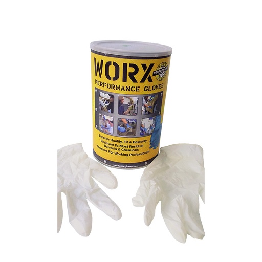 [RX1-01-01802] Worx Worx Series Disposable Latex Gloves 6.5 Mil Thick Powder Free 100 Medium