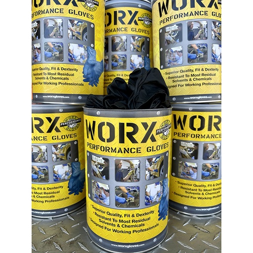 [RX1-01-01812] Worx 8Mil Thick Black Nitrile 10.5 Cuff Powder Free 50 Large