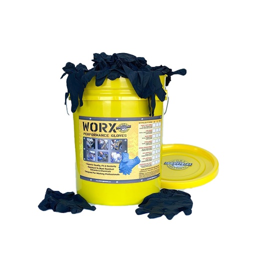 [RX1-01-01823] Worx Jumbo Job Site Bucket 5 Mil Nitrile 1000 Gloves Large