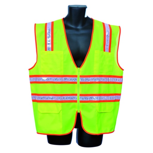 [RX1-01-01865] Worx Lime Surveyors Vest Zipper Closure With Pockets X-Large