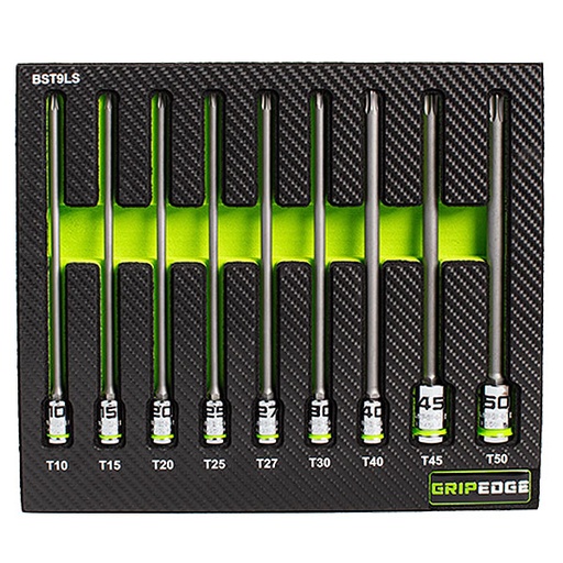 [RX1-12-07008] Grip Edge Tools Bit Socket Set - 9-Piece RPT - 1/4-in and 3/8-in Drive - Long Ball Star