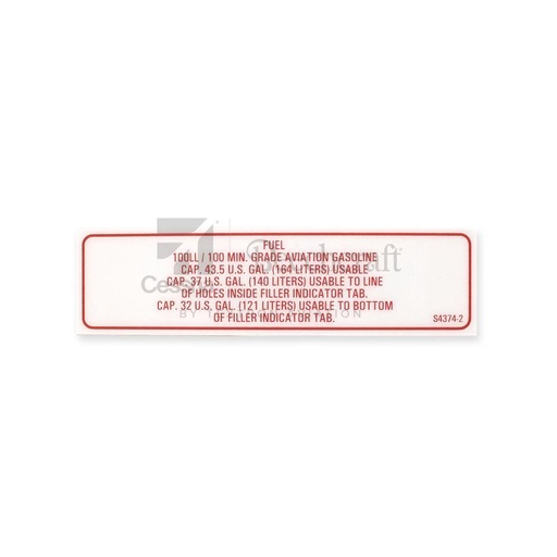 [RX5-S4374-2] FUEL PLACARD