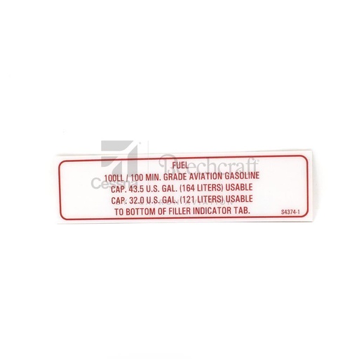 [RX5-S4374-1] PLACARD - FUEL FILL