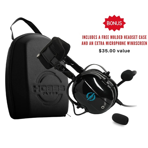 [RX1-11-21224] Hobbs Flyer H1 Passive Noise Canceling (PNR) Aviation Headset With AUX Music Input HF3977AV0061