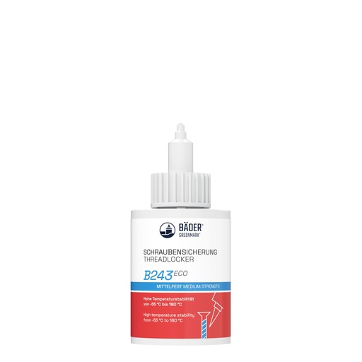 [RX7-74000-ZF.05] Lackfabrik Bäder Threadlocker B243 Eco Medium strength Blue Accordion bottle 50 ml