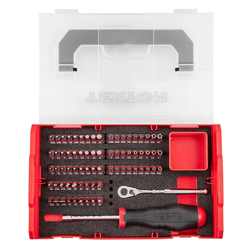 [RX1-12-07016] Tekton - 1/4 Inch Bit Driver And Bit Set With Mini Stacking Tool Box (74-Piece)